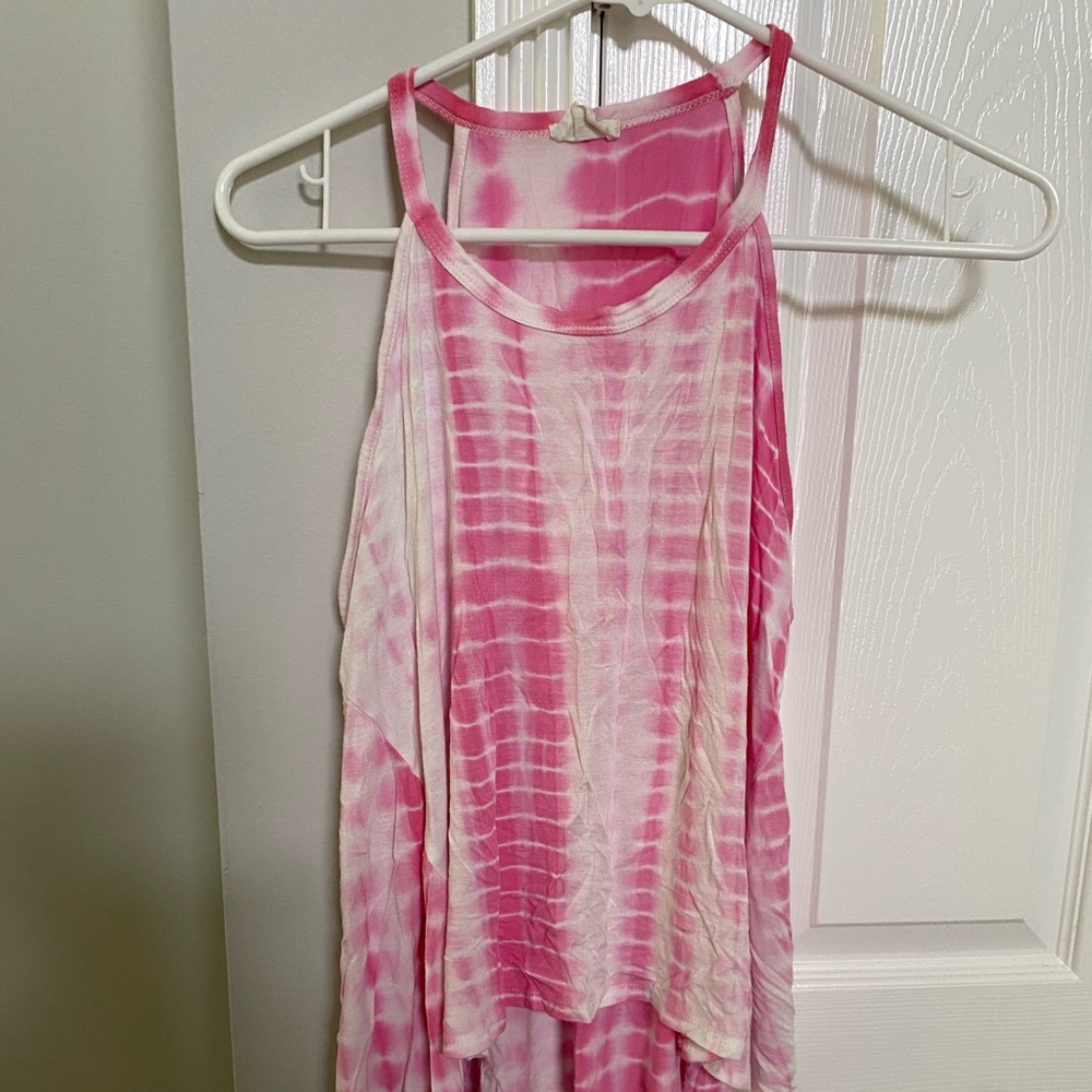 Pink and white tie dye tank